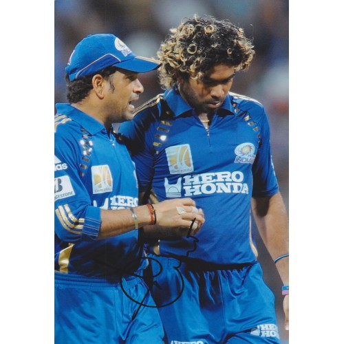 Malinga (The Slinga) Signed 8x12 Cricket Photograph