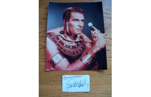 RARE Charlton Heston Genuine Cut Signature (Not Secretarial) With 8 x 10 Photograph