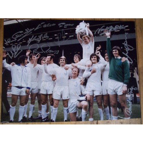 Leeds Utd Signed 1972 FA Cup 12x16 Photograph Signed By 9