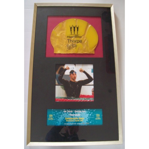 Ian Thorpe Signed Ltd Ed Swimming Cap From 2002 Commonwealth Games Display