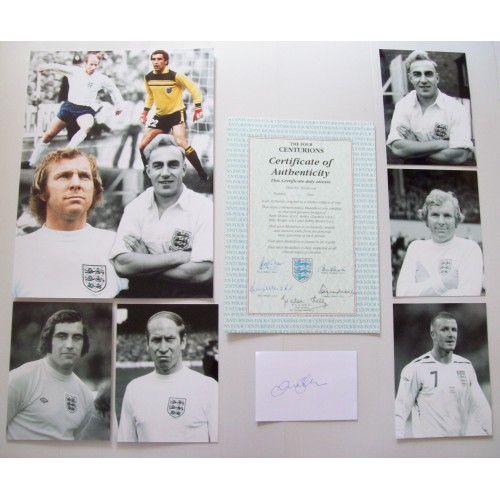ENGLAND CENTURIONS Signed By Moore, Shilton, Charlton, Wright & Beckham