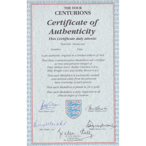 ENGLAND CENTURIONS Signed By Moore, Shilton, Charlton, Wright & Beckham