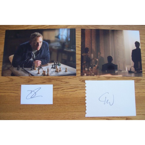 Daniel Craig & Christoph Waltz Bond 'Spectre' Signed Cards & Photographs