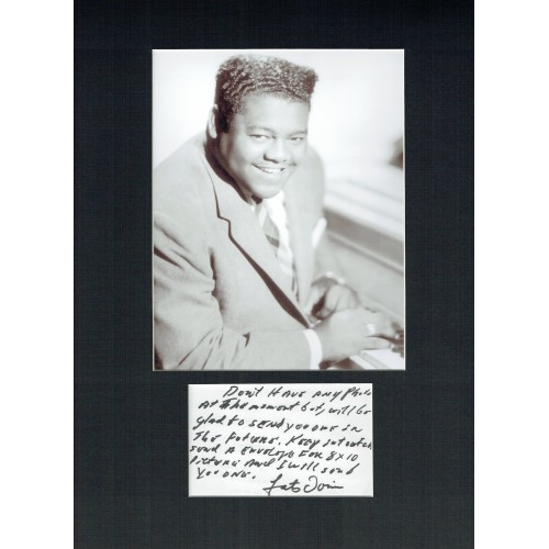 Fats Domino Rare Handwritten Note to Fan 12x16 Mounted With Picture