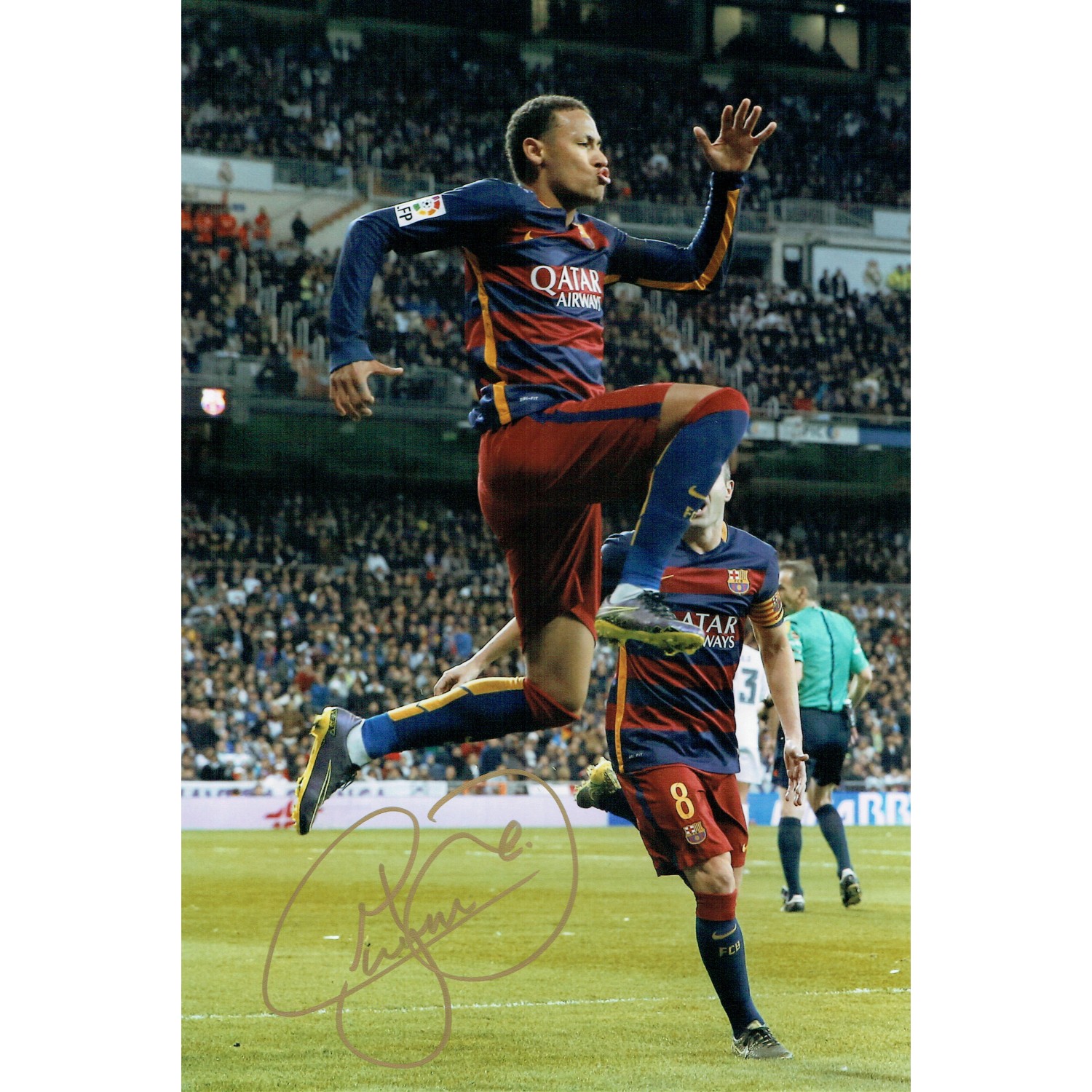 Photo Neymar Jr Signée Autographe 8x10 - Réimpression Collector Brésil Photo Neymar Jr Signée Autographe 8x10 - Réimpression Collector Brésil