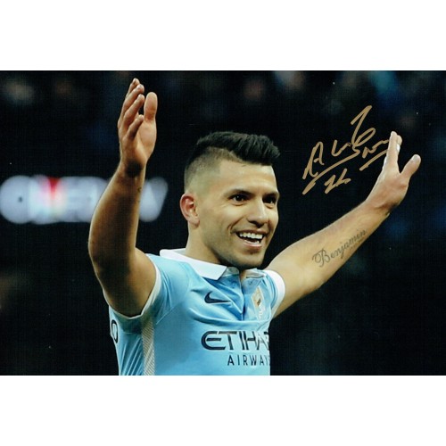 Sergio Kun Aguero 8x12 Signed Manchester City Photograph