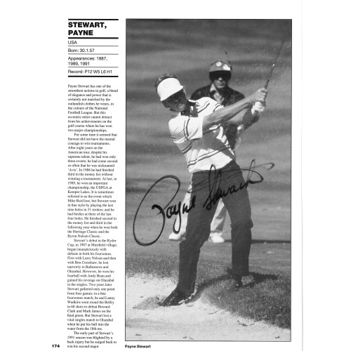 Payne Stewart Signed 8x12 Inch Book Page