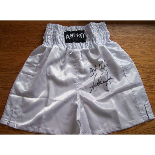 Anthony Joshua AMPRO Boxing Trunks Signed At Our Exclusive Signing Session