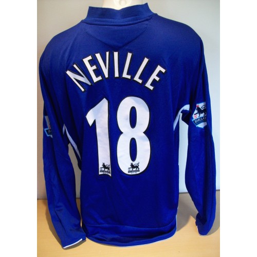Phil Neville Signed Everton Game Worn/Issued Blue No.18 Shirt Season 2010-11