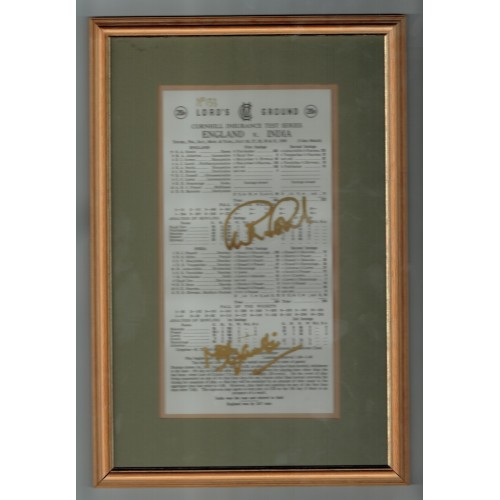 Graham Gooch & Mohammad Azharuddin Signed England v India 1990 Cornhill Test Match Score Card