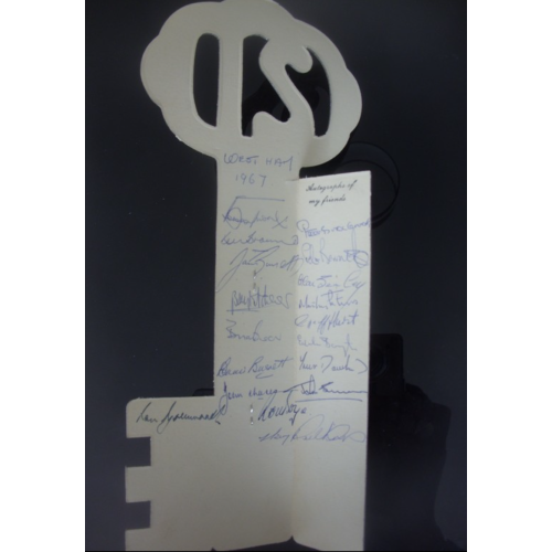 West Ham 1967 Team Fully Signed 21st Birthday Key Inc Bobby Moore