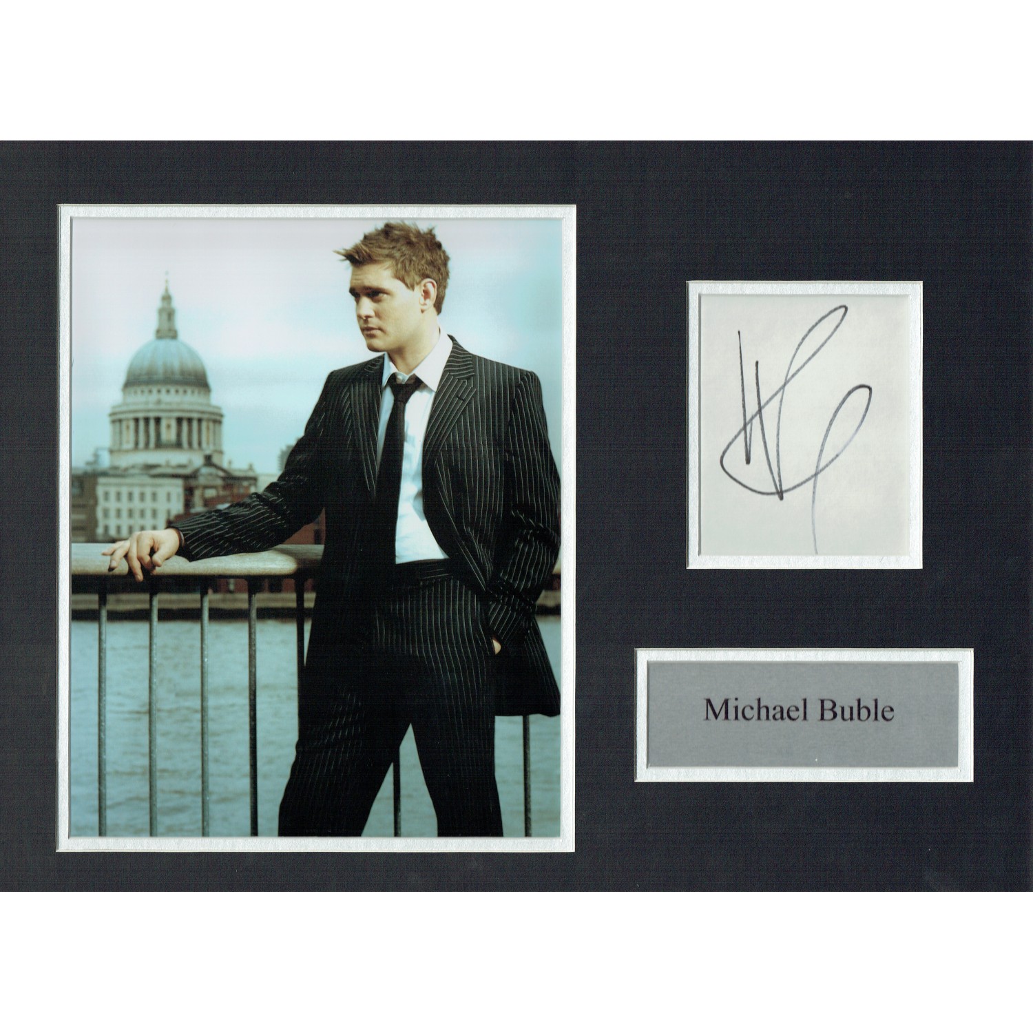 Angel of the north newcastle upon tyne and gateshead greeting Michael Buble Signed Index Card & 8x10 Mounted Photograph Display 25209