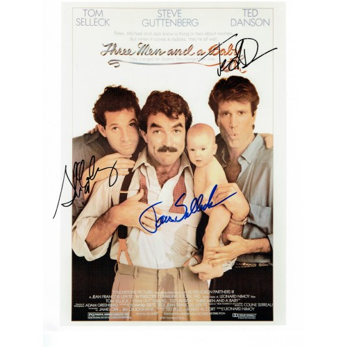 Three Men and A Baby  8X10 Photo Signed by Tom Selleck, Steve Guttenberg & Ted Danson