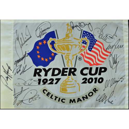 Ryder Cup  2010 Celtic Manor Signed Pin Flag - Signed By All 14 European Players