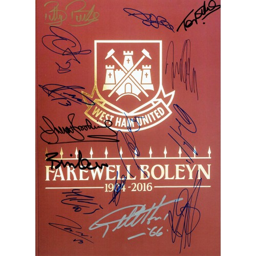 West Ham United Signed By 15 Legends FAREWELL BOLEYN 16x12 Programme Photograph