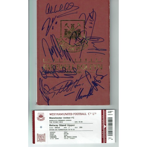 West Ham United FAREWELL BOLEYN Programme Signed By 15 Legends Ex Players Programme & Ticket