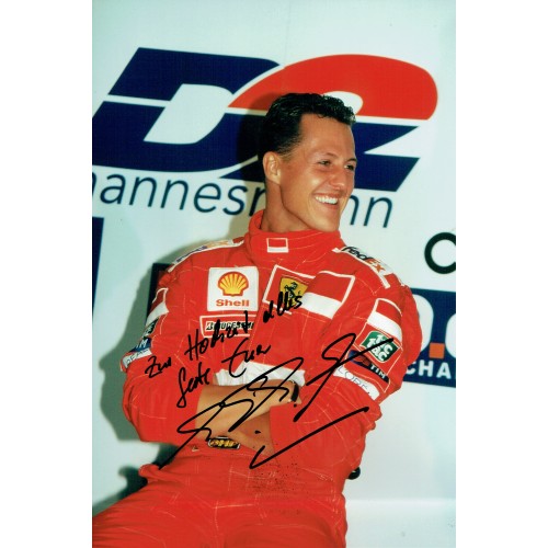 Michael Schumacher Signed 8 x 12 Inch  F1 Ferrari Photograph.
