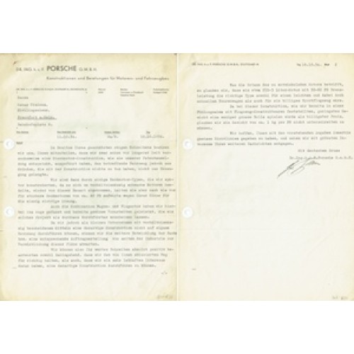 Ferdinand Porsche Rare Signed Porsche 1934 Engine Construction Letter