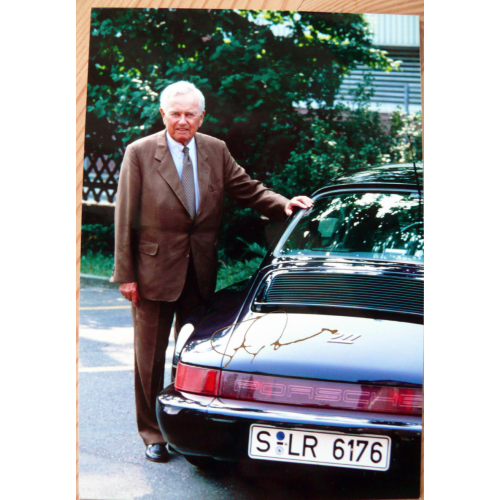 Ferry  Porsche (1908-1998) Rare Signed 4x6 Inch Porsche Photograph