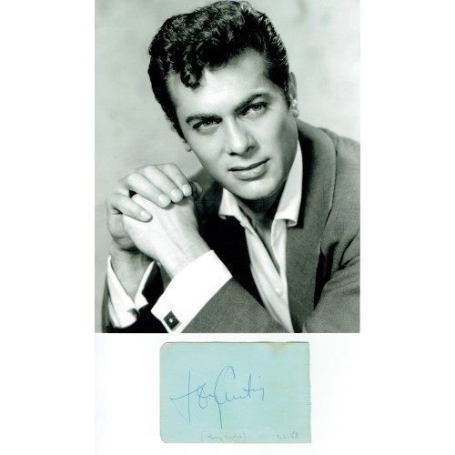 Tony Curtis Signed Album Page & 8x10 of A Young Tony Curtis Photograph