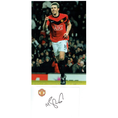 Michael Carrick Signed Card and 8x12 Manchester Utd Photograph
