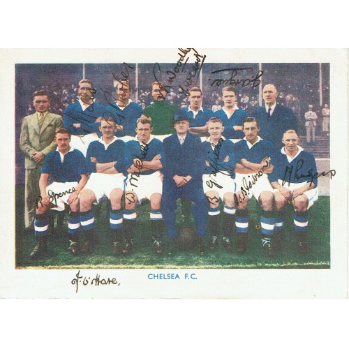 Chelsea 1938/39 Signed By 11 Sherman's Pools Searchlight on Famous Teams Football Card