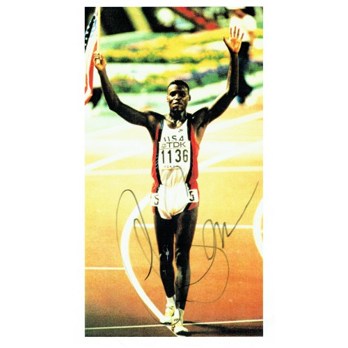 Carl Lewis Signed A4 Sheet of The Olympic Champion