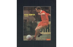 Peter Thompson Signed & Mounted Magazine Page In Action For Liverpool 