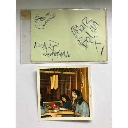 T REX Marc Bolan Signed Autograph Album Page & Fan Taken Photo
