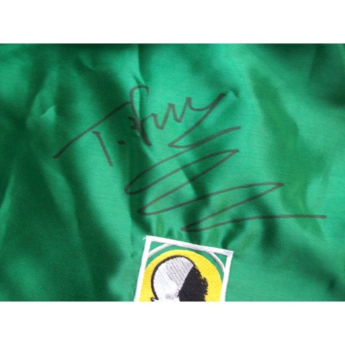 Tyson Fury Signed Boxing Green & Gold Headblade Trunks