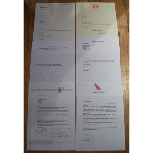Burt Kwouk Gary lineker Jeffrey Archer Clive Anderson Anna Ford Frazer Hines Signed Letters