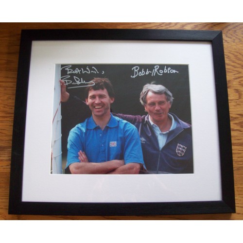 Bobby Robson & Bryan Robson Dual Signed Framed England 1990 World Cup Photo Display