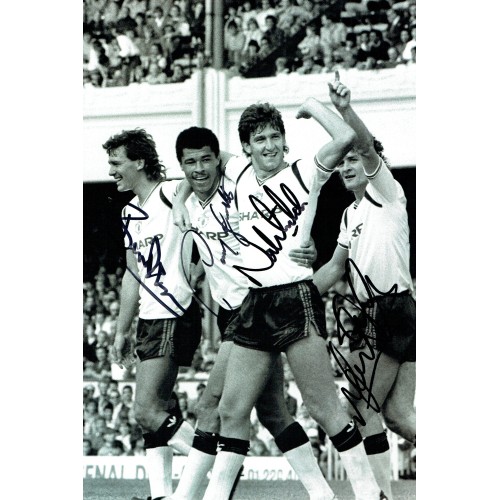 Bryan Robson, Paul McGrath, Norman Whiteside and Mark Hughes Signed 12x8 Photograph