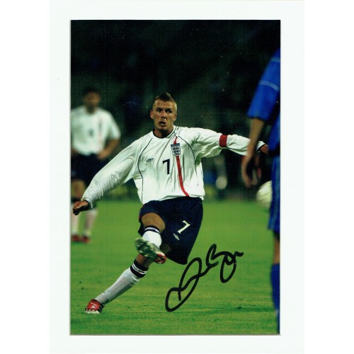 David Beckham Signed 9x11 England Free-Kick Mounted Photograph Display