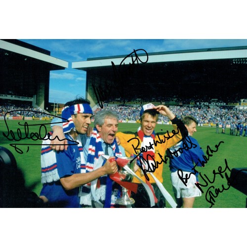 Glasgow Rangers 1991 Multi Signed By Hateley, Smith, Woods & Spackman 12 x 8 Photo