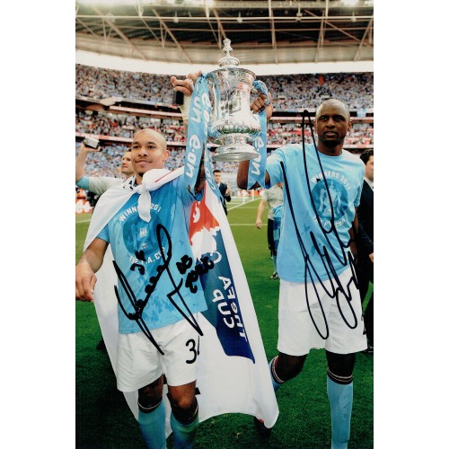 Patrick Vieira & Nigel De Jong Dual Signed 12x8 Manchester City 2011 FA Cup Winners Photograph