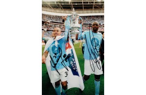 Patrick Vieira & Nigel De Jong Dual Signed 12x8 Manchester City 2011 FA Cup Winners Photograph