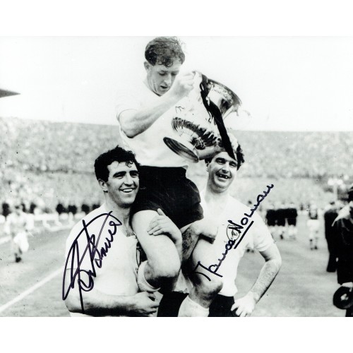 Maurice Norman & Bobby Smith Dual Signed Tottenham Hotspur 1961 FA Cup Final 8x10 Photograph