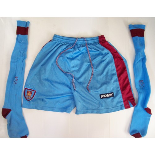 Tony Cottee 1990's West Ham Worn Away Kit Pony Shorts & Socks