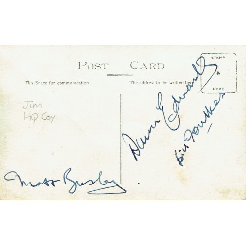 Manchester Utd Busby Babes Autographs Vintage Postcard Signed by Duncan Edwards, Matt Busby & Bill F