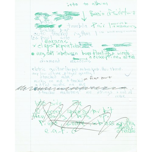Marc Bolan Handwritten T-REX Notes on A4 Paper Circa 1970 For Tyrannosaurus Rex Studio Album.