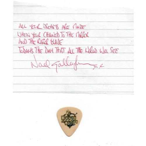 Oasis Noel Gallagher Signed Handwritten Lyrics From 'Morning Glory' & Used Signed Pick