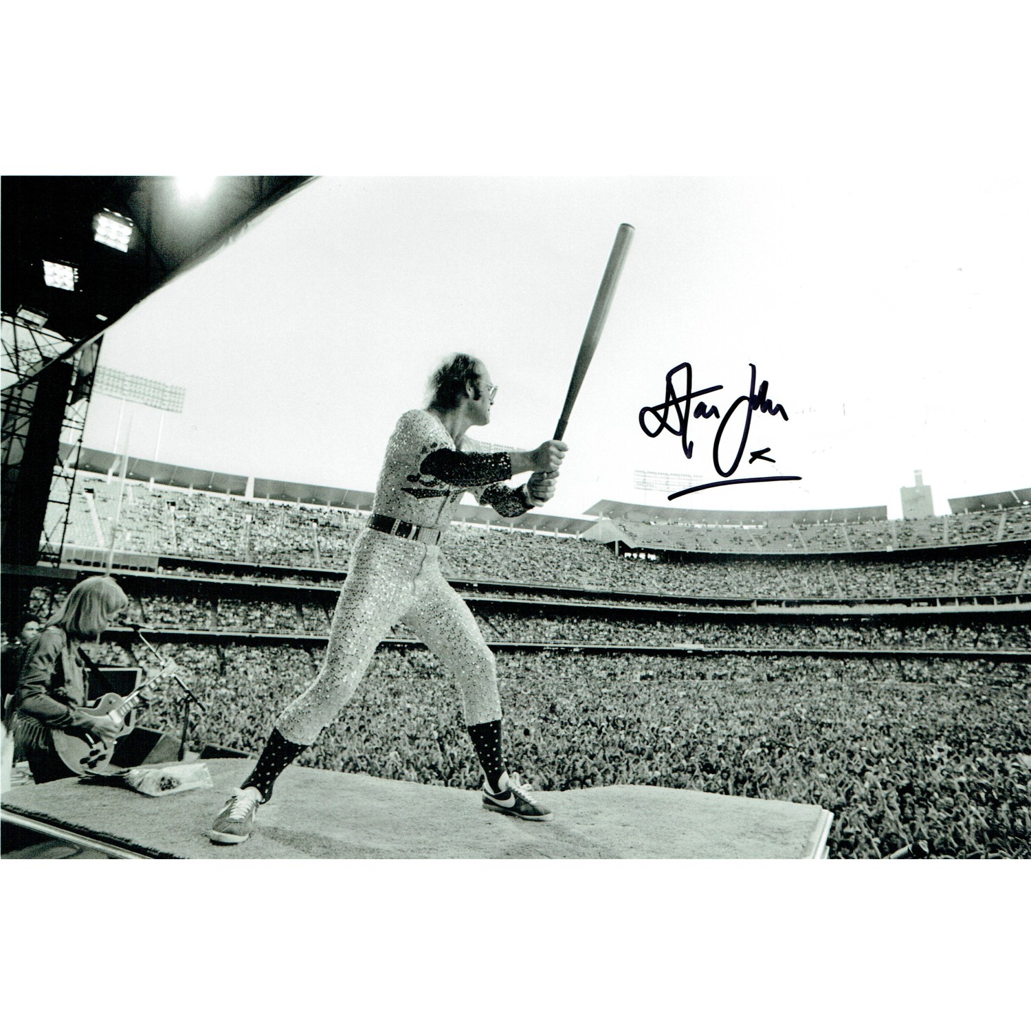 Elton John Signed 8x12 Photograph On Stage At The Dodger Stadium, Los  Angeles 1975 26812