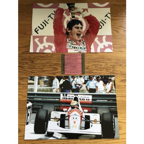 Ayrton Senna Signed 1992 Silverstone Ticket Stub & 12x8 Photographs