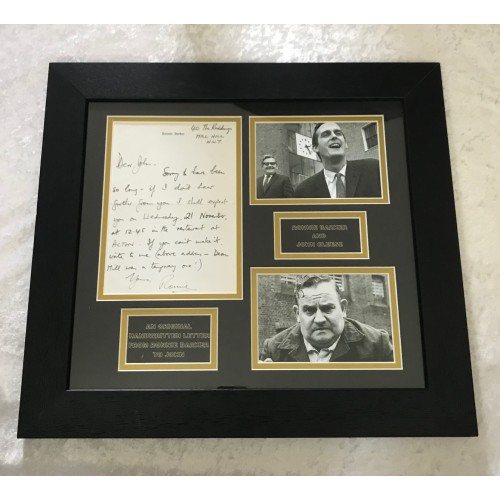 Ronnie Barker Signed Rare Handwritten Letter From Ronnie Barker To John Cleese Framed Display