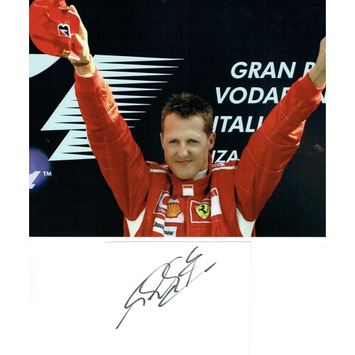 Michael Schumacher Signed White Card & 10x8 Photograph