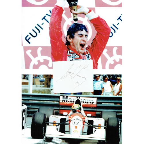 Ayrton Senna Signed Paper Page Dated 1992 Together With Two 12x8 Photographs