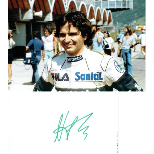 Nelson Piquet Autograph a Signed Page Together With an 6x9 Photograph