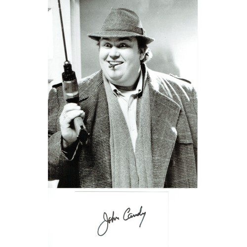 John Candy Signed 5x3 White Card & Uncle Buck 8x10 Photograph 