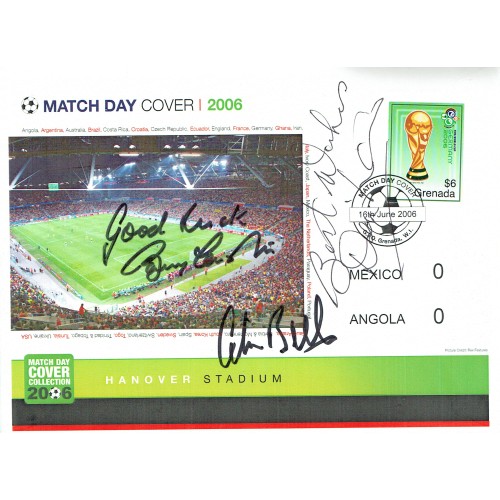 Denis Law, Bobby Charlton & Colin Bell Triple Signed England World Cup 2006 Signed Match Day Cover  